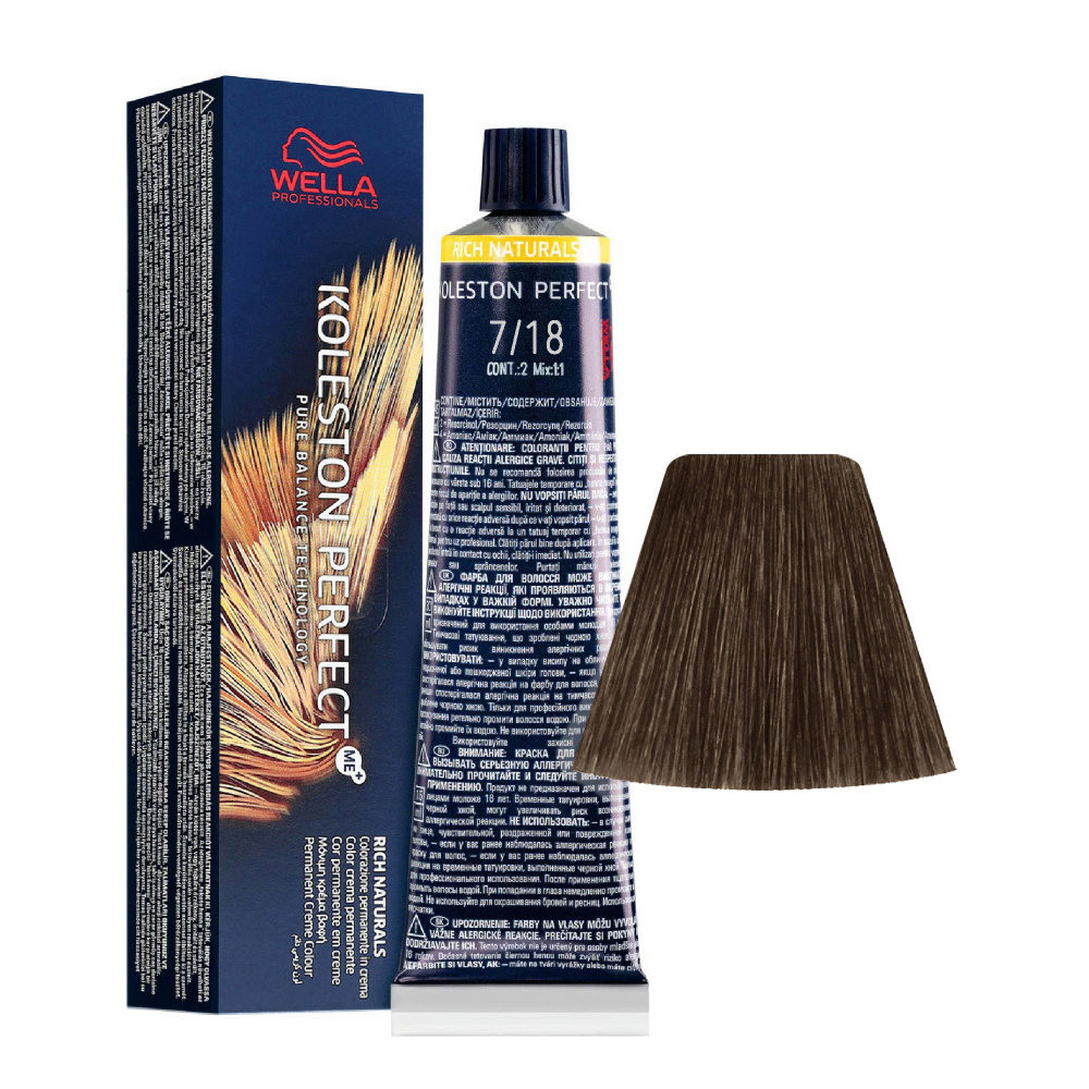 7/18 Mittelblond Asch-Perl Wella Koleston Perfect Me+ Rich Naturals 60ml |  Hair Gallery