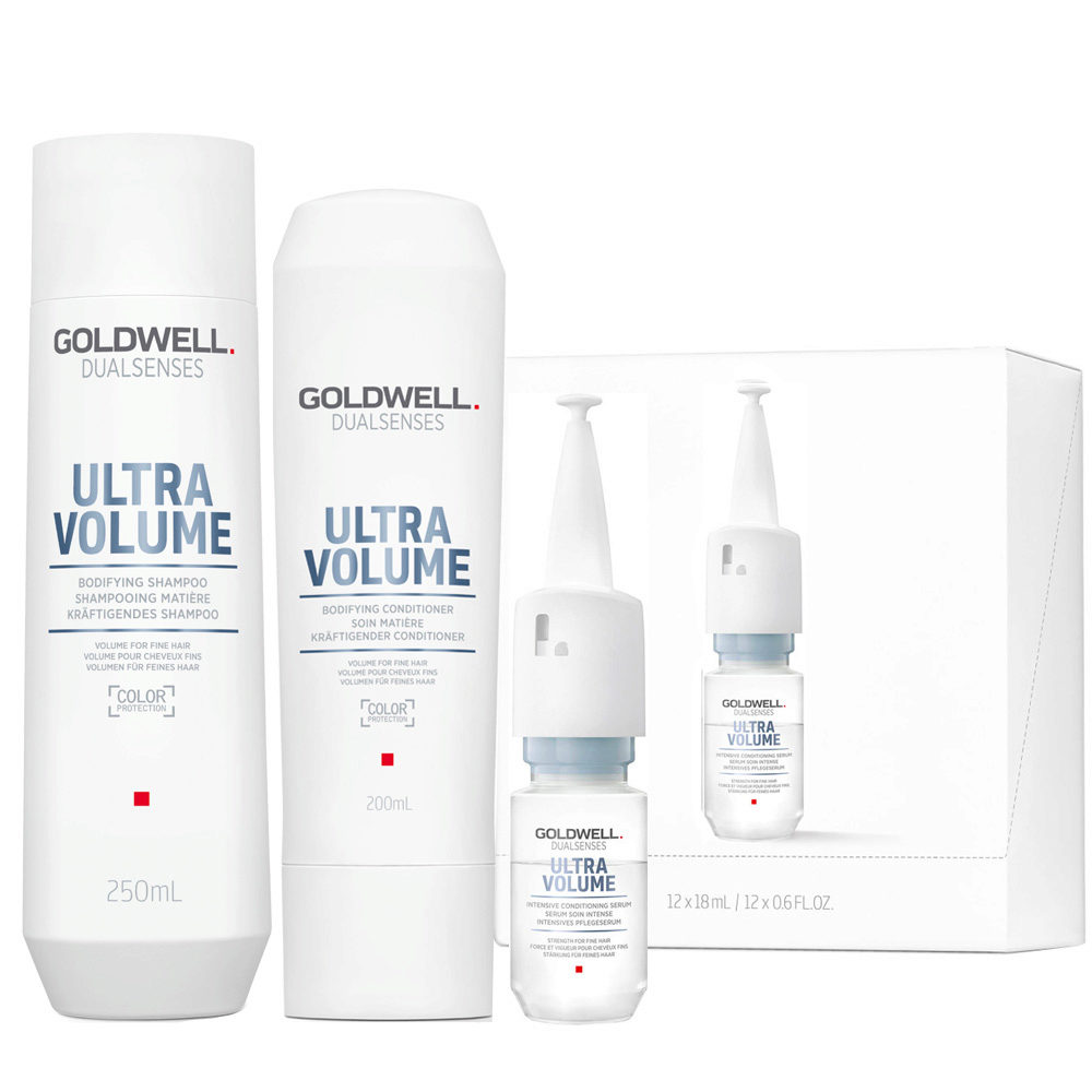 Goldwell Dualsenses Ultra volume Bodifying shampoo 250ml Conditioner 200ml  Serum 12x18ml Volume for fine hair | Hair Gallery
