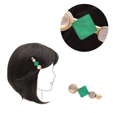 Haarspange mit Smaragdgrünem Stein 6cm