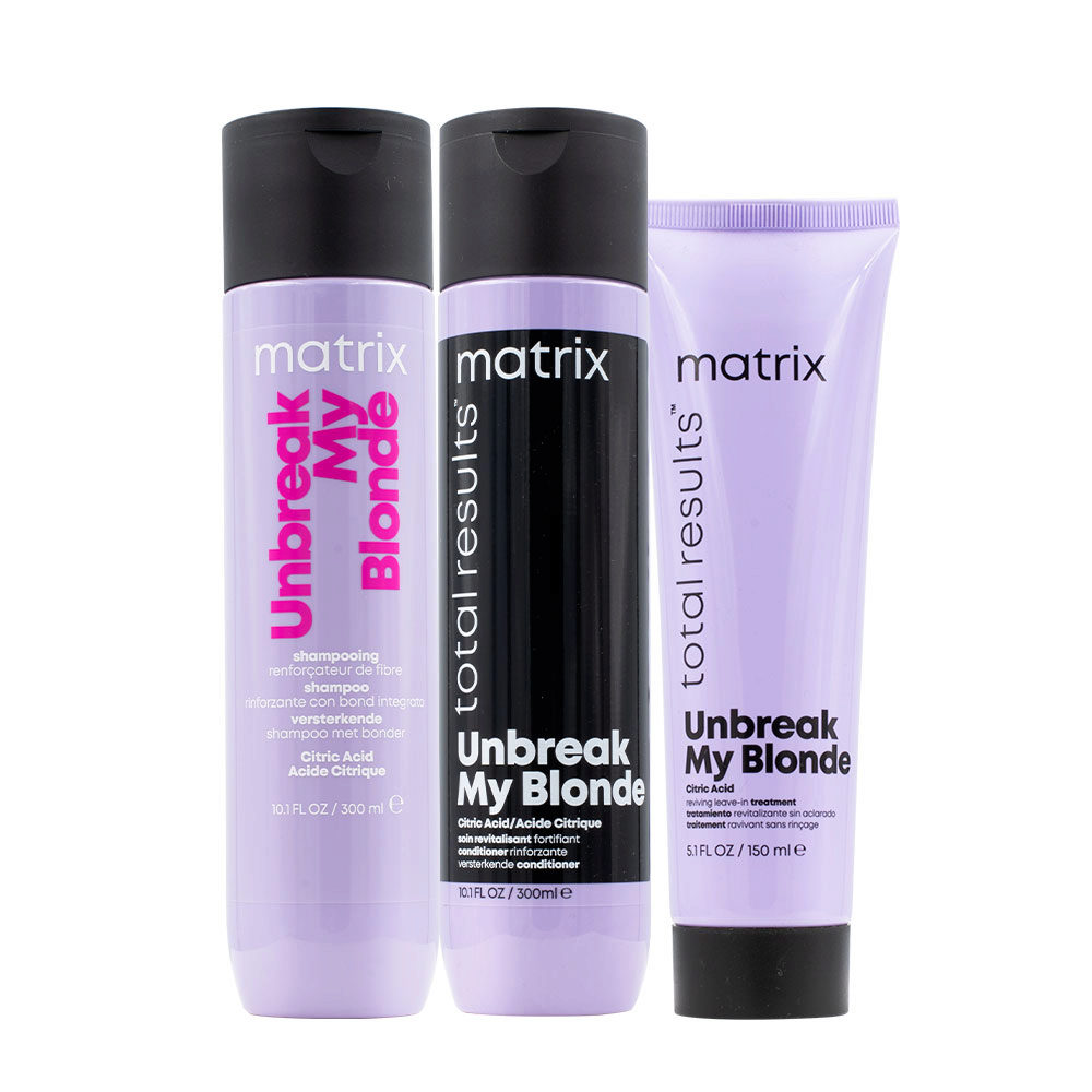 Matrix Total Result Unbreak My Blonde Kit Shampoo 300ml Conditioner 300ml  Reviving Leave-in | Hair Gallery
