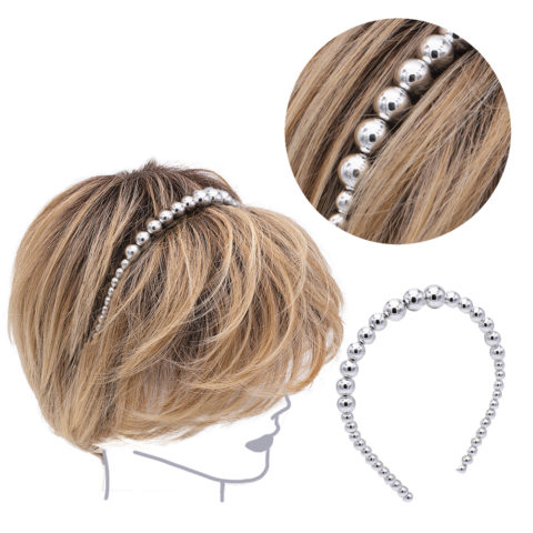 Haarband mit Metallic-Silberperlen
