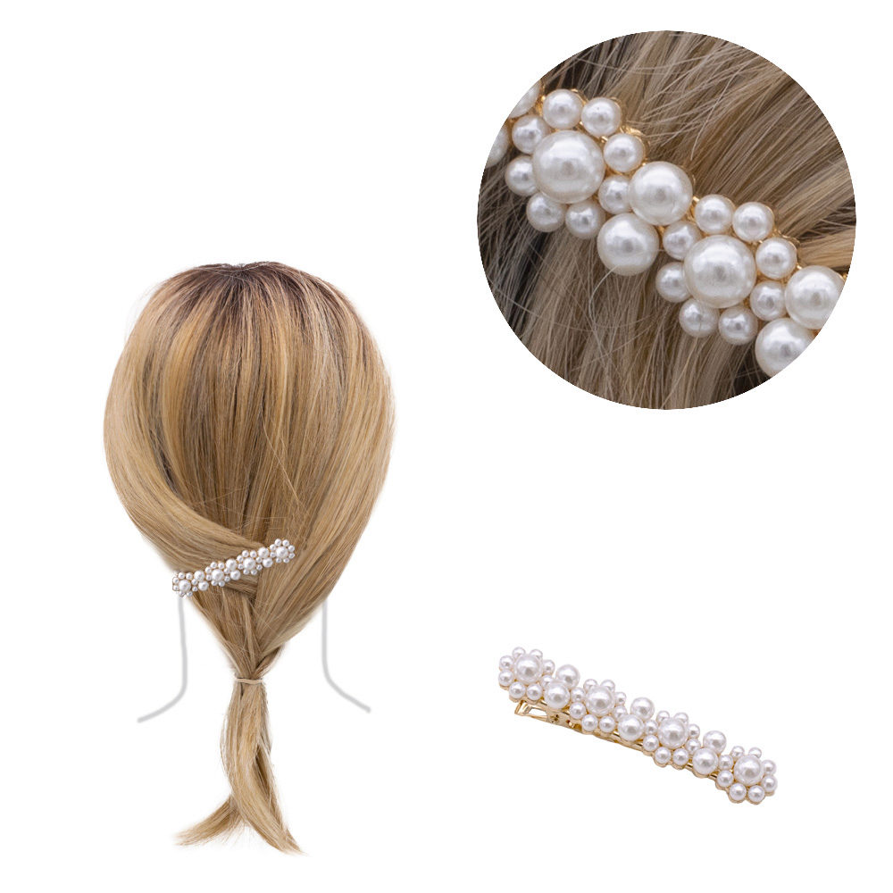 VIAHERMADA Goldene Haarspange mit Perlen 6,8x1,1 cm | Hair Gallery