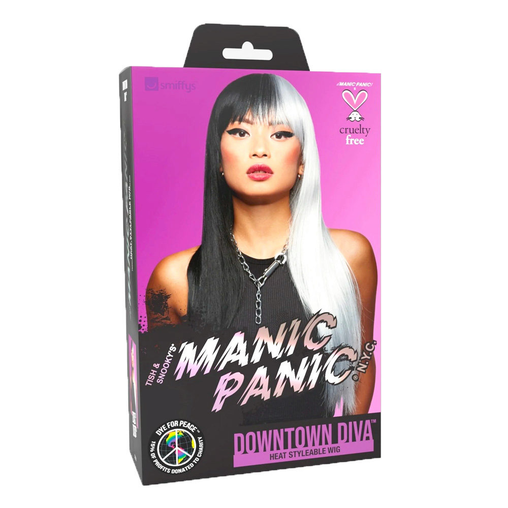 Manic Panic Raven Virgin Downtown Diva Perücke - schwarz-weiße Perücke |  Hair Gallery