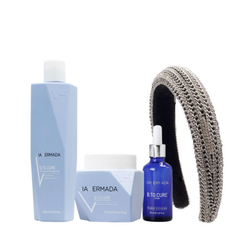 VIAHERMADA B.to.cure Shampoo 250ml Mask 250ml Lotion 50ml + Kostenloses Gewölbtes Stirnband